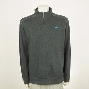 Tommy Bahama Antigua Cove 1/2-Zip Pullover Sweater Mens XL Gray Relax Cotton